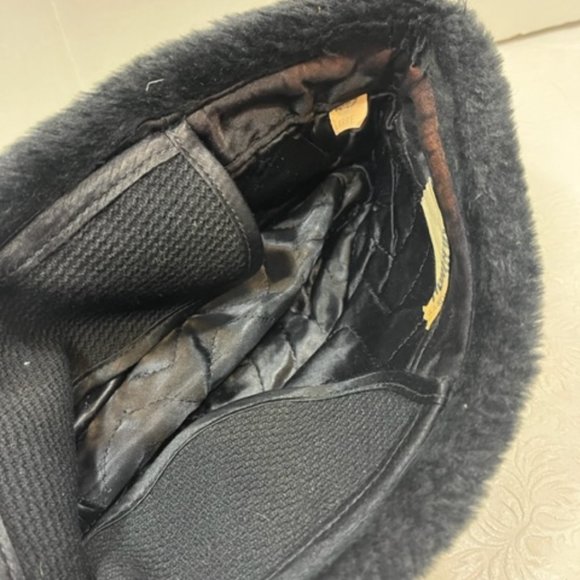 VTG North King Black Fur Genuine Leather Trapper Hat USA Seifter & Sons Size LG - Picture 6 of 8